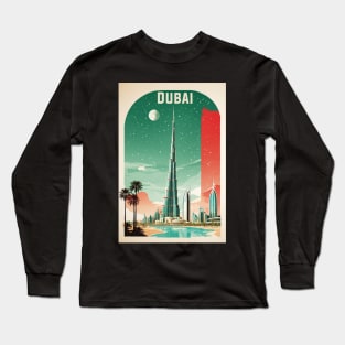 Dubai United Arab Emirates Starry Night Vintage Travel Tourism Long Sleeve T-Shirt